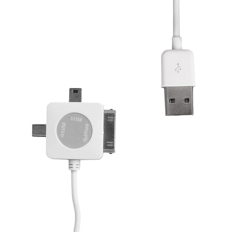 WE Datový kabel micro/ mini USB/ iPhone4 100cm bílý - obrázek produktu