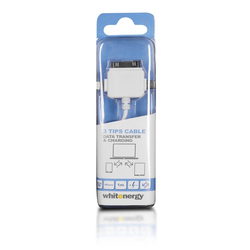 WE Datový kabel micro USB/ iPhone4/ 5 100cm bílý - obrázek č. 1