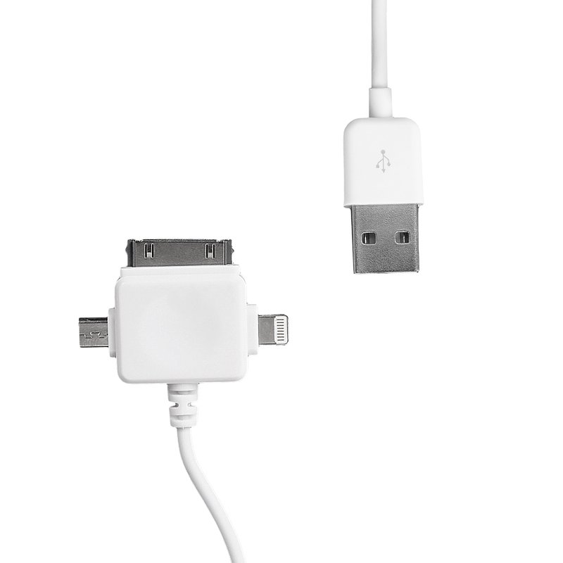 WE Datový kabel micro USB/ iPhone4/ 5 100cm bílý - obrázek produktu