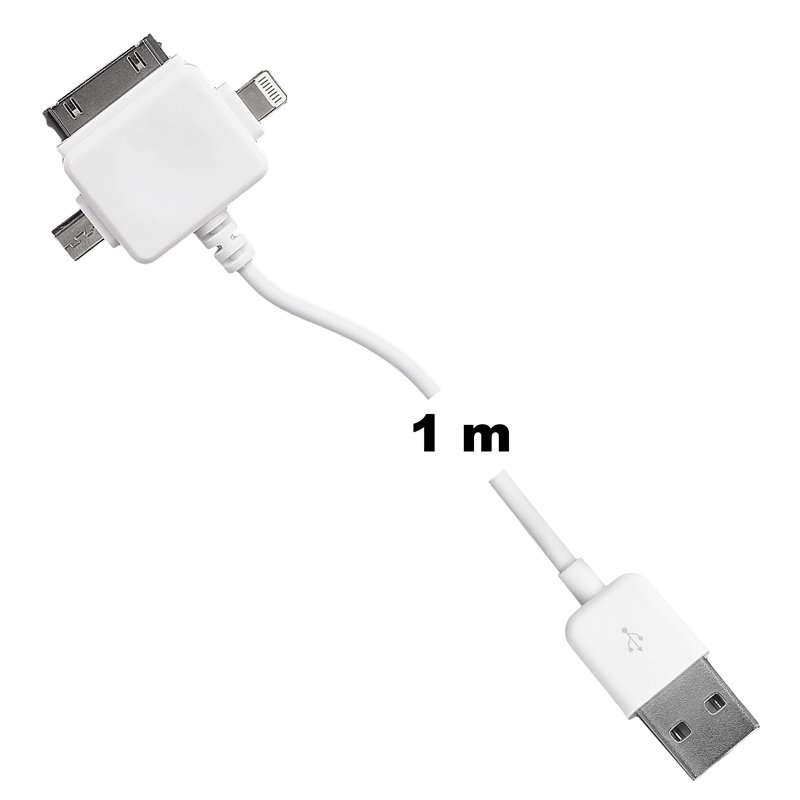 WE Datový kabel micro USB/ iPhone4/ 5 100cm bílý - obrázek č. 3