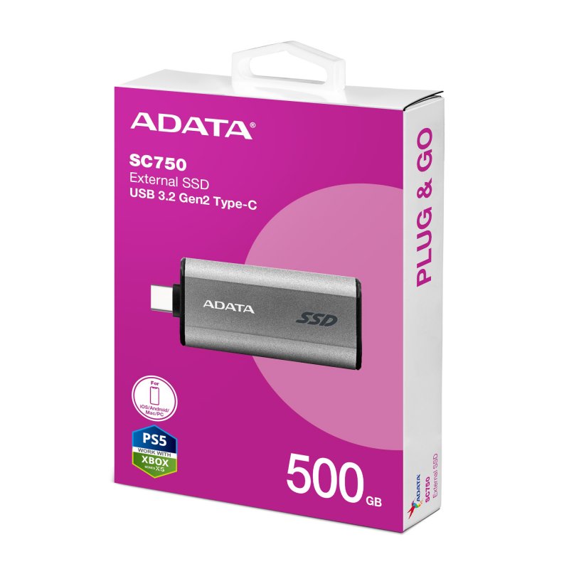 ADATA SC750 / 500GB / SSD / Externí / Šedá - obrázek č. 2