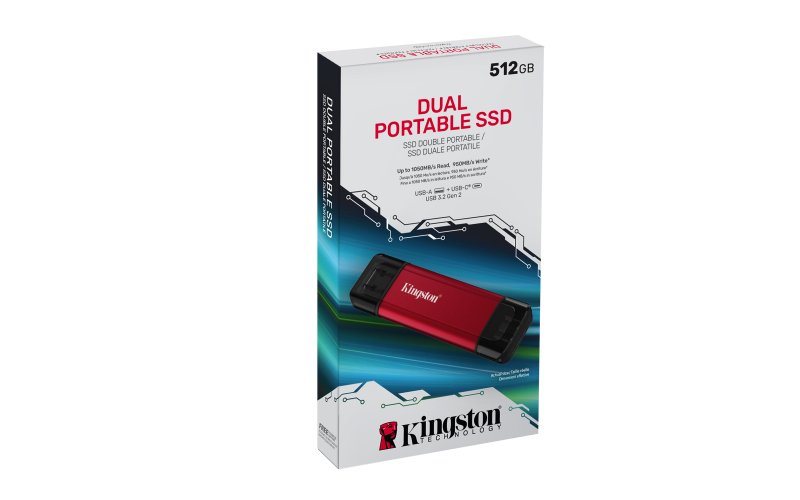 Kingston Dual Portable / 512GB / SSD / Externí / Červená - obrázek č. 1