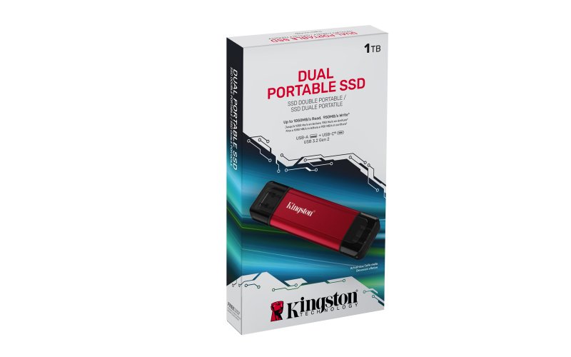 Kingston Dual Portable / 1TB / SSD / Externí / Červená - obrázek č. 1