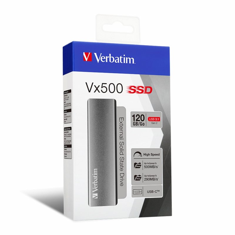 Verbatim SSD externí disk Vx500, USB 3.1 gen2, šedý, 120GB - obrázek produktu