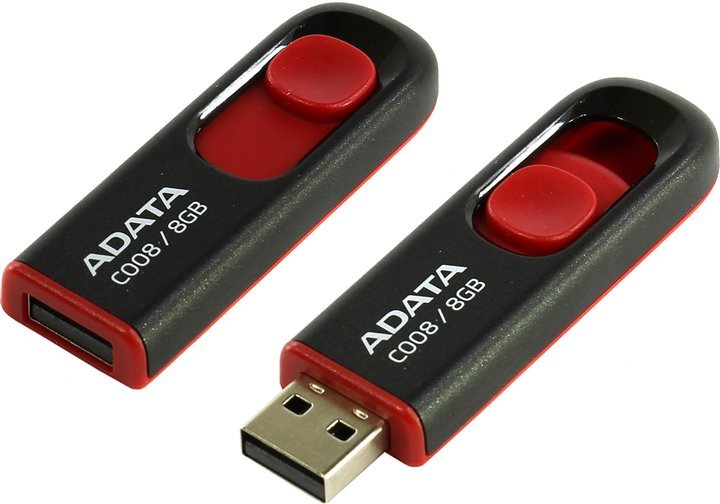 ADATA C008/ 8GB/ USB 2.0/ USB-A/ Červená - obrázek produktu
