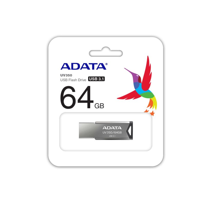 ADATA UV350/ 64GB/ USB 3.1/ USB-A/ Stříbrná - obrázek č. 1