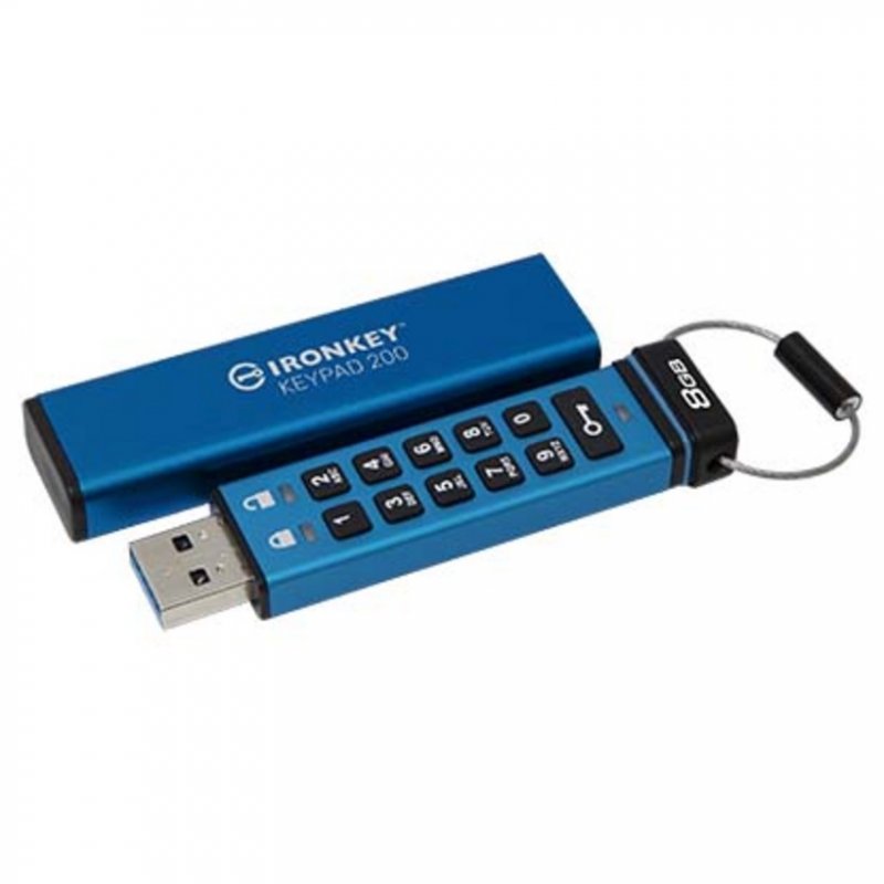 Kingston IronKey Keypad 200/ 8GB/ USB 3.2/ USB-A/ Modrá - obrázek produktu
