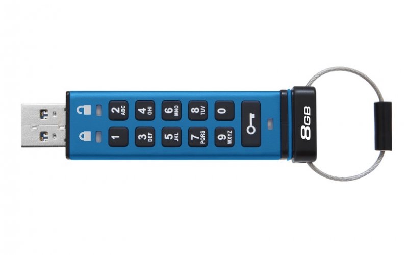 Kingston IronKey Keypad 200/ 8GB/ USB 3.2/ USB-A/ Modrá - obrázek č. 1
