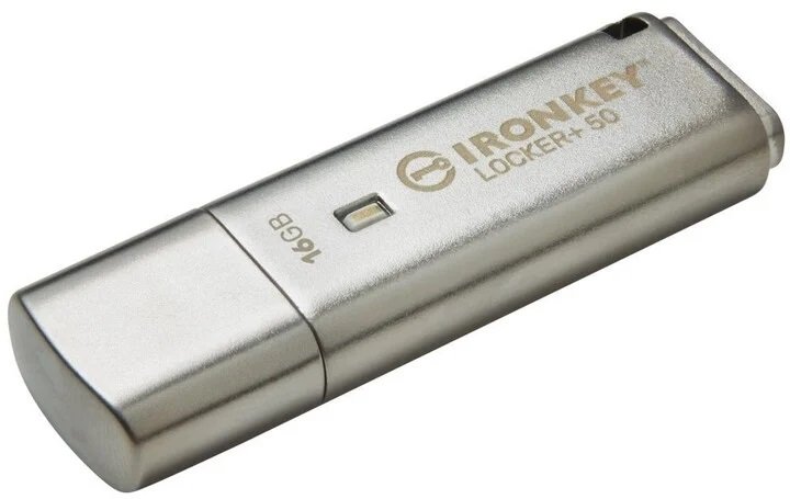 Kingston IronKey Locker+ 50/ 16GB/ 145MBps/ USB 3.1/ USB-A/ Stříbrná - obrázek produktu
