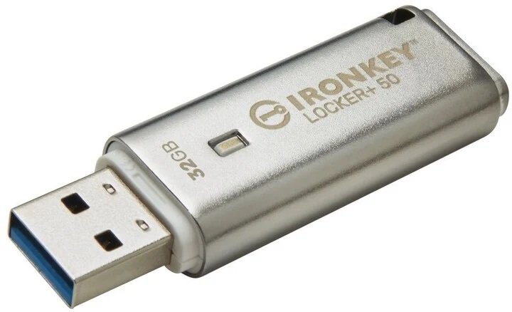 Kingston IronKey Locker+ 50/ 32GB/ 145MBps/ USB 3.1/ USB-A/ Stříbrná - obrázek č. 1
