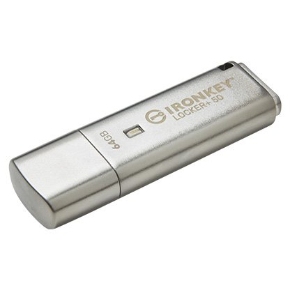 Kingston IronKey Locker+ 50/ 64GB/ 145MBps/ USB 3.1/ USB-A/ Stříbrná - obrázek č. 1