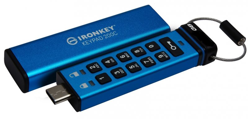 Kingston Ironkey Keypad 200C/ 8GB/ 145MBps/ USB 3.0/ USB-C/ Modrá - obrázek produktu