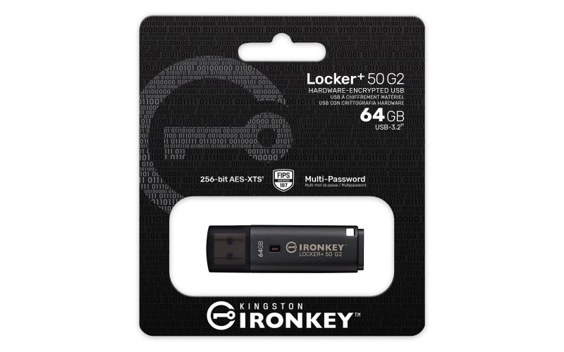 Kingston IronKey Locker+ 50 G2 / 64GB / USB 3.2 Gen 1 (5Gb / s) / USB-A / Černá - obrázek č. 1