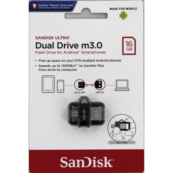 SanDisk Ultra Dual Drive M3/ 16GB/ 130MBps/ USB 3.0/ Micro USB + USB-A - obrázek č. 2