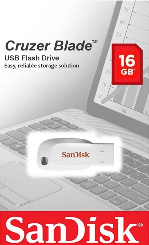 SanDisk Cruzer Blade/ 16GB/ USB 2.0/ USB-A/ Bílá - obrázek č. 2