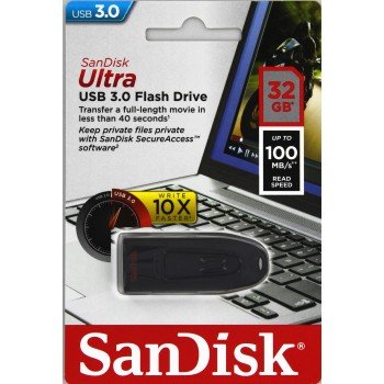 SanDisk Ultra/ 32GB/ 100MBps/ USB 3.0/ USB-A/ Černá - obrázek č. 2