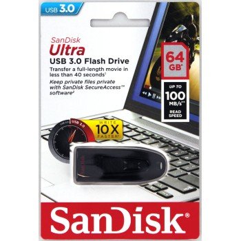 SanDisk Ultra/ 64GB/ 100MBps/ USB 3.0/ USB-A/ Černá - obrázek č. 2
