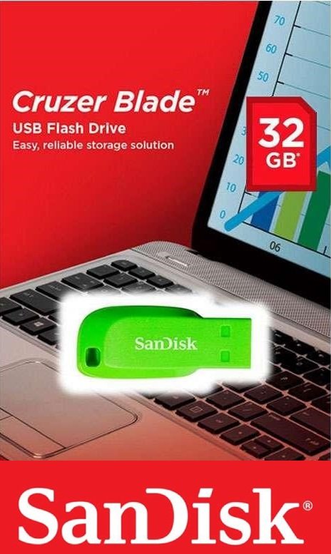 SanDisk Cruzer Blade 32GB USB2.0 elektricky zelená - obrázek č. 1