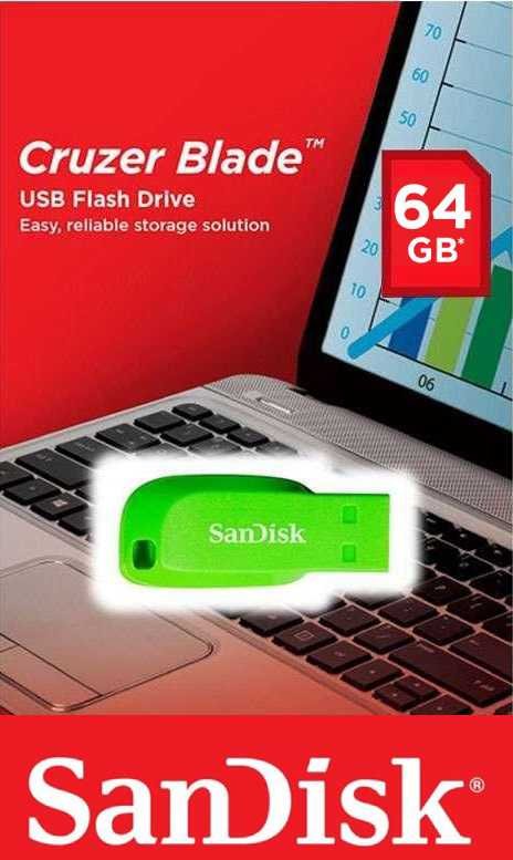 SanDisk Cruzer Blade 64GB USB2.0 elektricky zelená - obrázek č. 1