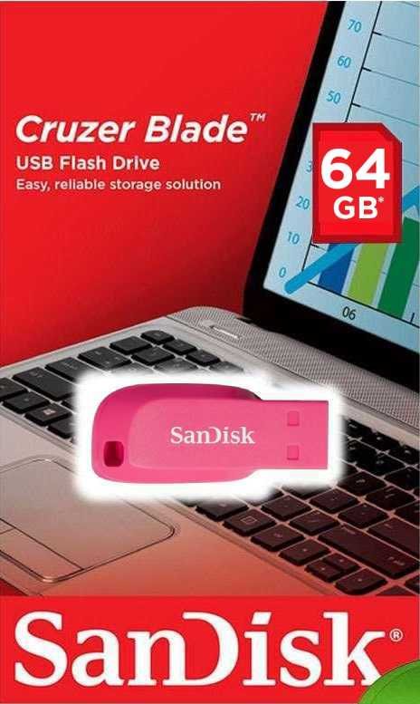 SanDisk Cruzer Blade 64GB USB2.0 elektricky růžová - obrázek č. 1