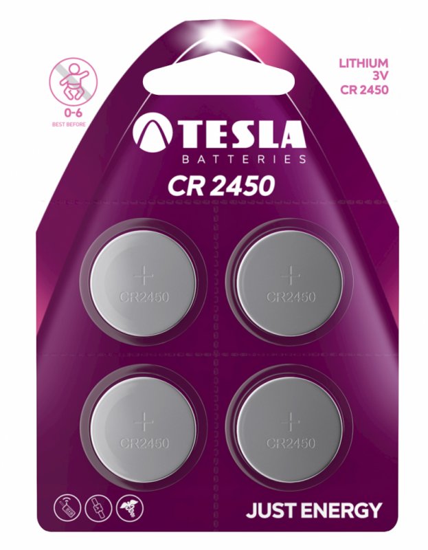 TESLA - baterie TESLA CR2450, 4ks, CR2450 - obrázek produktu