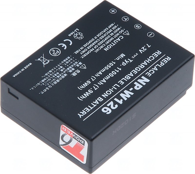 Baterie T6 power Fuji NP-W126, 1100mAh, černá - obrázek č. 1