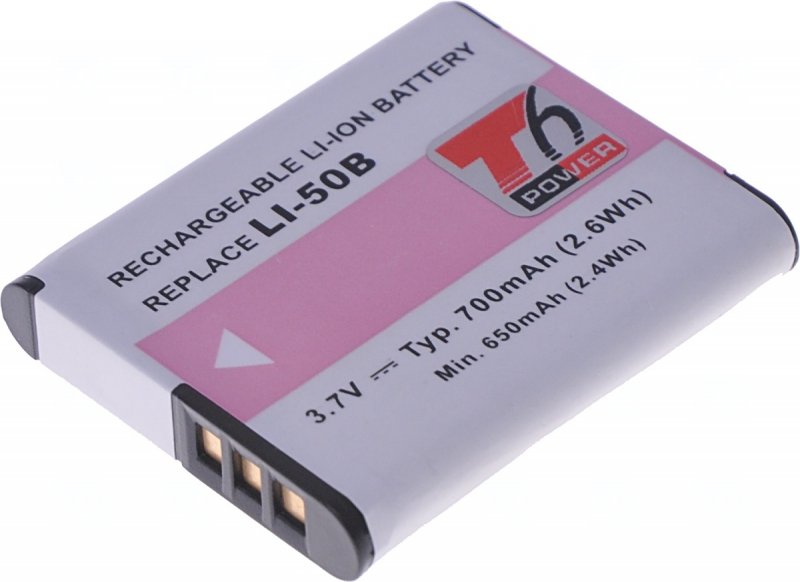 Baterie T6 Power Li-50B, D-Li92, DB-100, VW-VBX090, NP-150, LB-050, LB-052, GB-50A, 700mAh, 2,6Wh - obrázek produktu