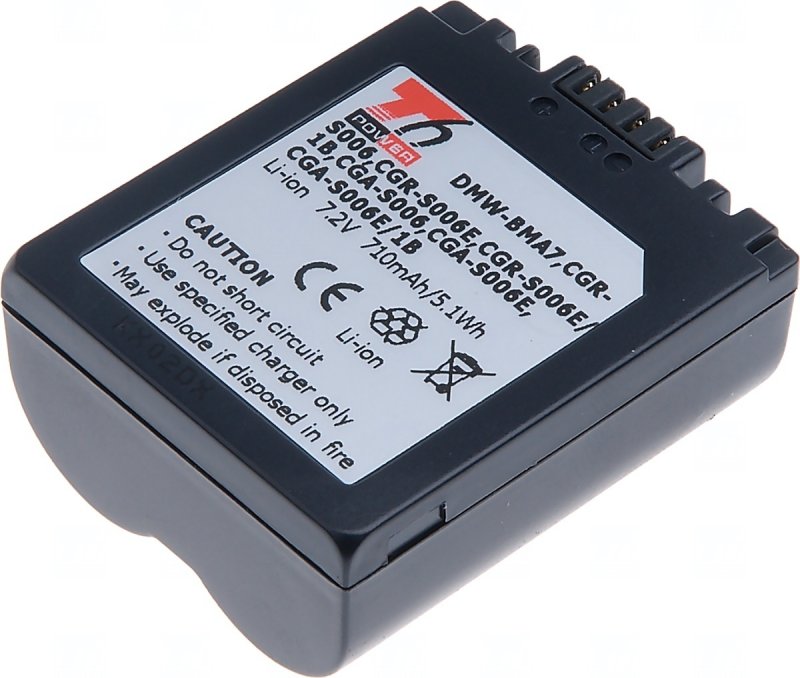 Baterie T6 Power Panasonic DMW-BMA7, CGR-S006, CGR-S006E, CGA-S006, BP-DC5-E, 710mAh, 5,1Wh - obrázek č. 1