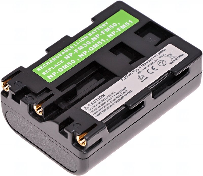 Baterie T6 power Sony NP-FM50, NP-FM51, NP-FM30, NP-QM50, NP-QM51, 1700mAh, 12,2Wh - obrázek produktu