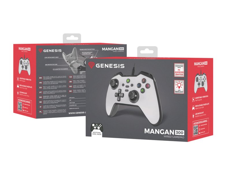 Drátový gamepad Genesis MANGAN 300, pro PC/ Switch/ Mobil, bílý - obrázek č. 6