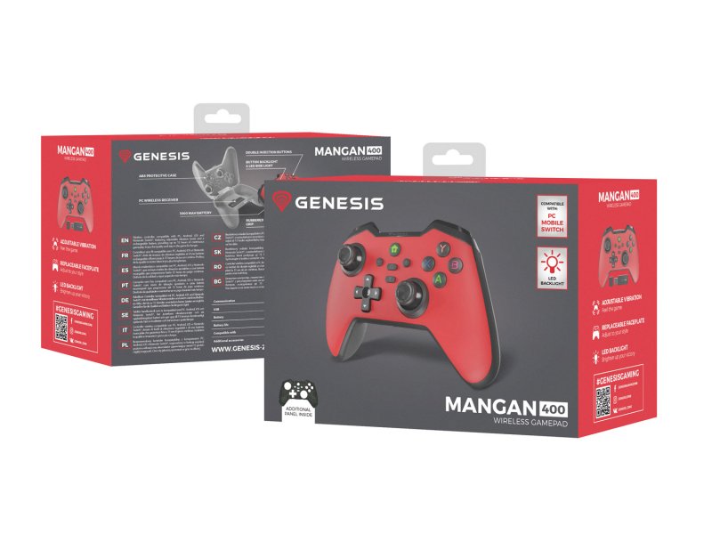 Bezdrátový gamepad Genesis MANGAN 400 pro PC/ Switch/ Mobil, červený - obrázek č. 4