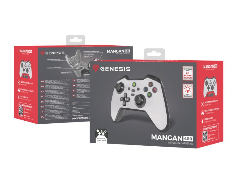 Bezdrátový gamepad Genesis MANGAN 400 pro PC/ Switch/ Mobil, bílý - obrázek č. 5