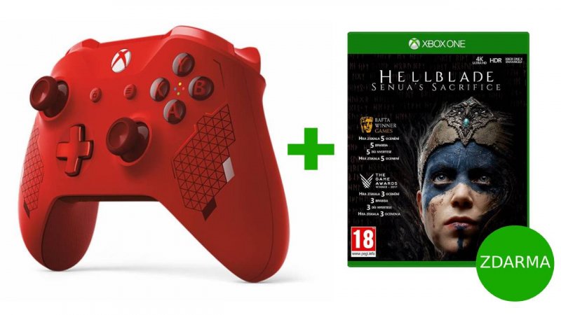 XBOX ONE - Bezdrát. ovladač Xbox One Special Edition Sport Red + Hellblade Senua`s Sacrifice ZDARMA - obrázek produktu