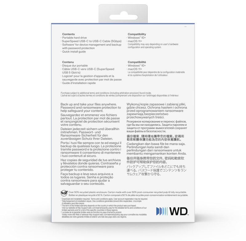 Ext. HDD WD My Passport USB-C 6TB, modrý - obrázek č. 4