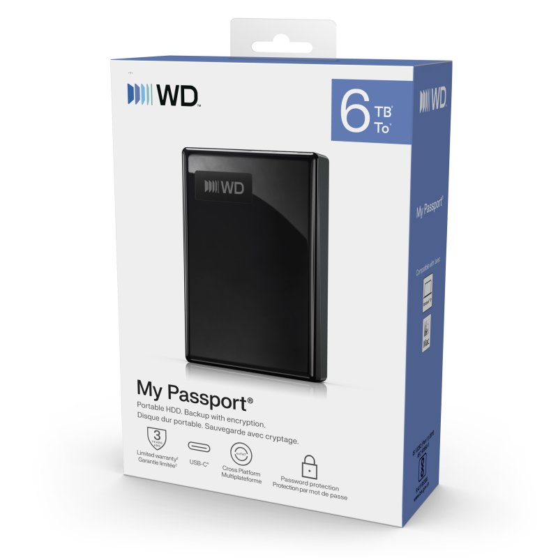 Ext. HDD WD My Passport USB-C 6TB, černý - obrázek č. 3