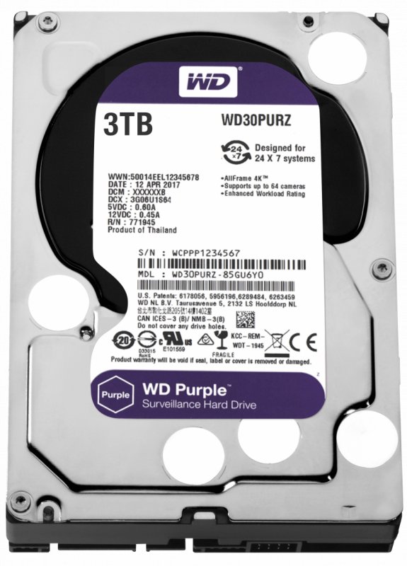 WD Purple/ 3TB/ HDD/ 3.5"/ SATA/ 5400 RPM/ 3R - obrázek č. 1
