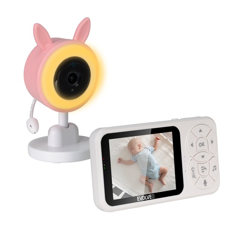 EVOLVEO Baby Monitor N35, dětská chůvička s kamerou,VOX,teploměr,noční vidění,RGB světlo,Růžová - obrázek č. 1