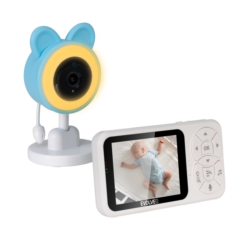 EVOLVEO Baby Monitor N35, dětská chůvička s kamerou,VOX,teploměr,noční vidění,RGB světlo, Modrá - obrázek č. 1