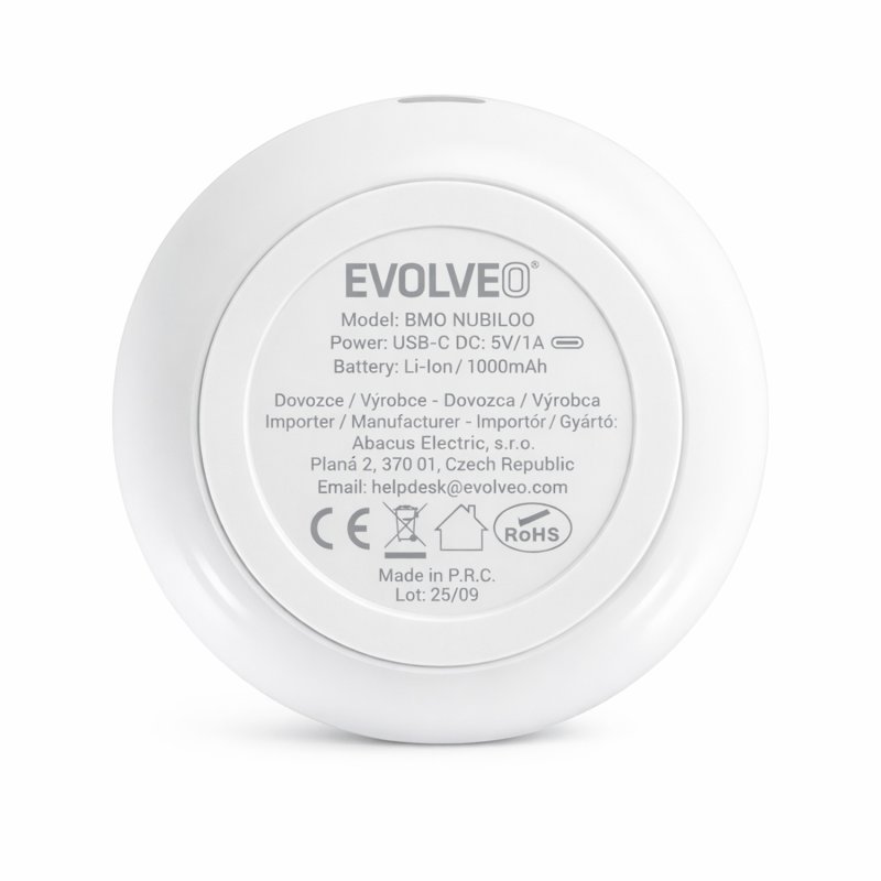 EVOLVEO Nubiloo – uspávací modul s bílým šumem, ukolébavkami a barevným světlem na dobrou noc - obrázek č. 5