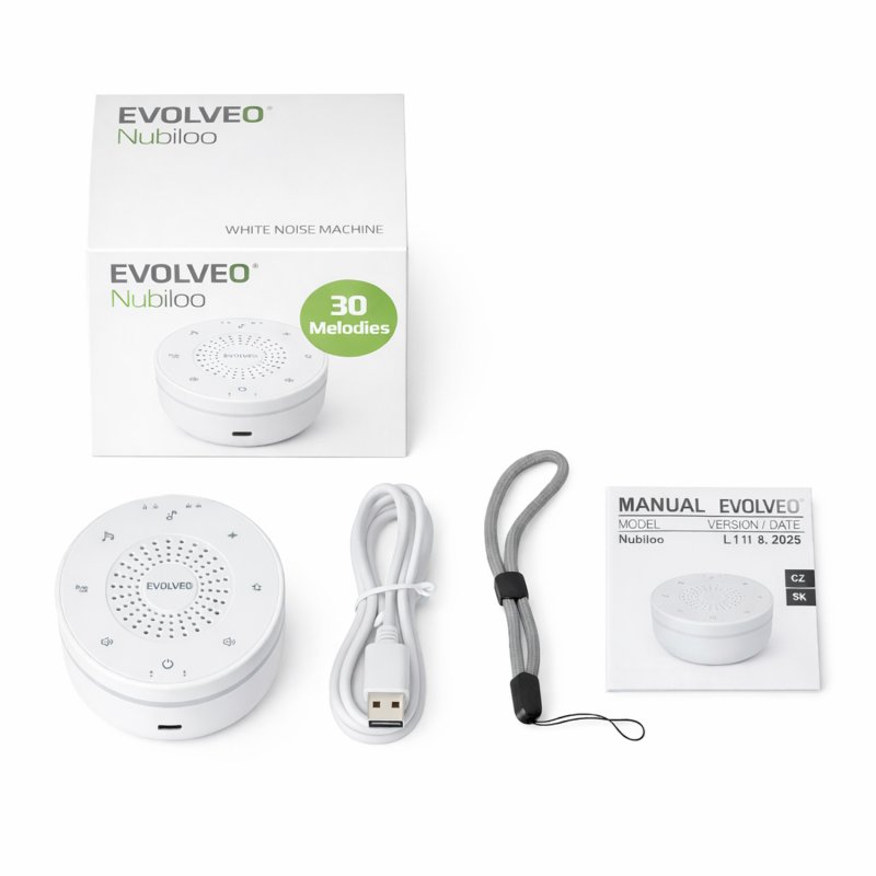 EVOLVEO Nubiloo – uspávací modul s bílým šumem, ukolébavkami a barevným světlem na dobrou noc - obrázek č. 7