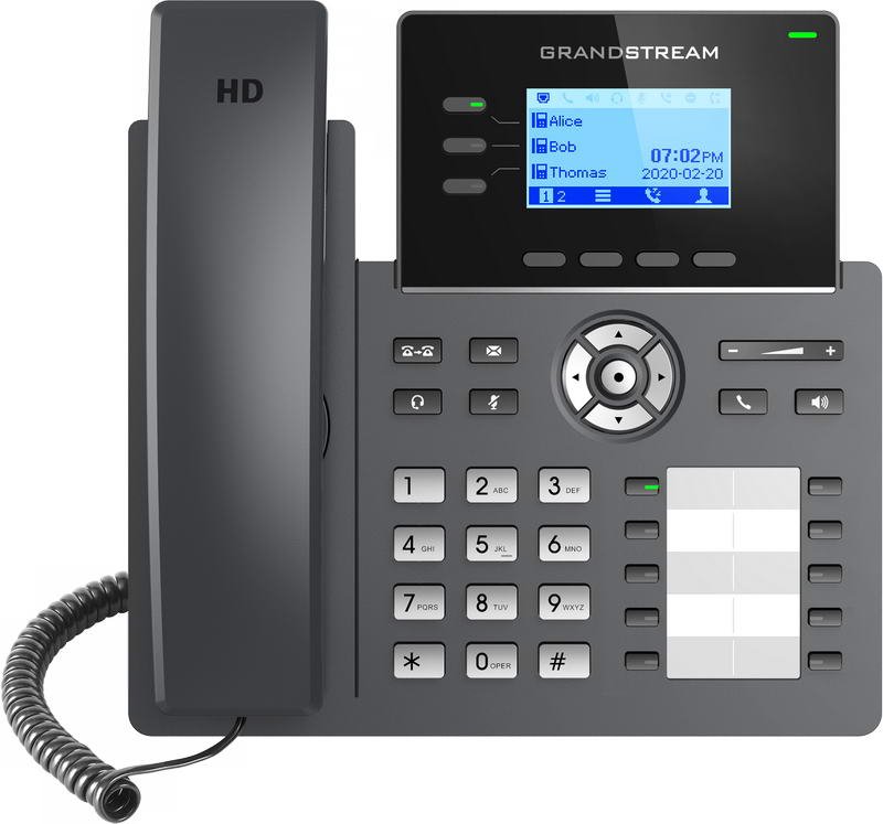 Grandstream GRP2604 SIP telefon, 2,48" LCD podsv. displej, 6 SIP účty,10BLF tl., 2x1Gbit porty - obrázek produktu