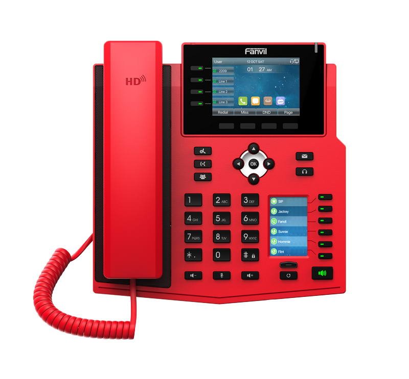 Fanvil X5U-R SIP červený tel., 3,5"bar.disp.+ 2,4" disp., 16SIP, 4link.tl., 30DSS tl., BT, dual Gbit - obrázek č. 4
