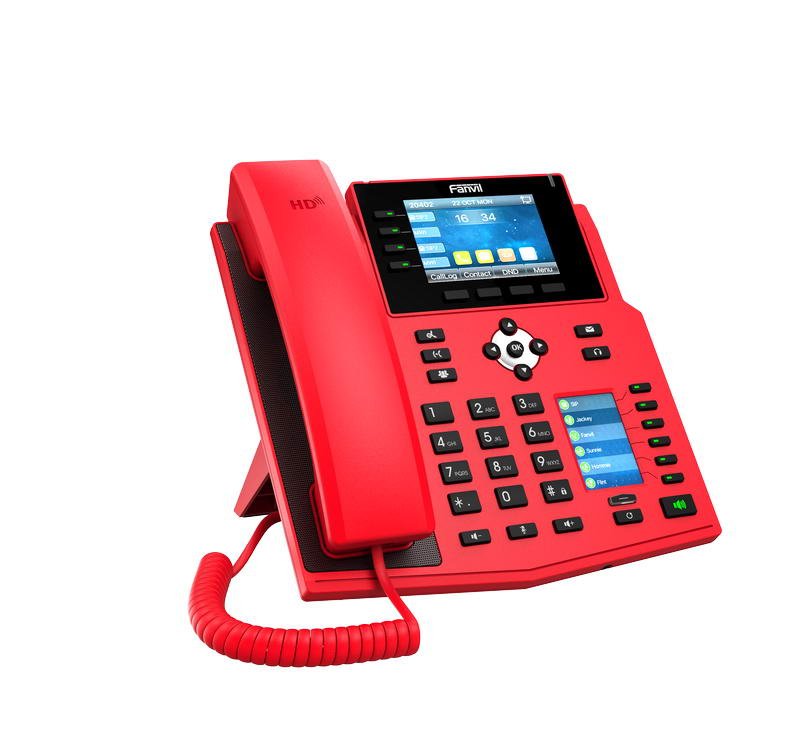 Fanvil X5U-R SIP červený tel., 3,5"bar.disp.+ 2,4" disp., 16SIP, 4link.tl., 30DSS tl., BT, dual Gbit - obrázek č. 3