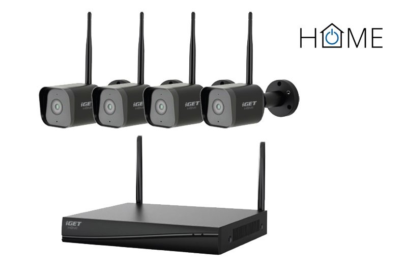 iGET HOME NVR N4C4 - CCTV bezdrátový Wi-Fi set FullHD 1080p, 4CH NVR + 4x kamera 1080p se zvukem - obrázek č. 1