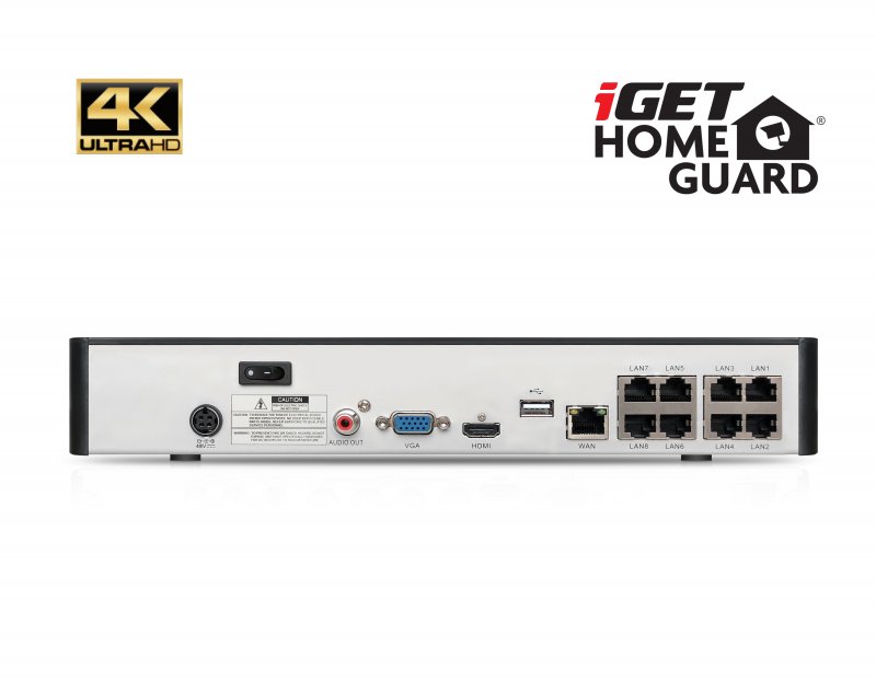 iGET HGNVK88504 - Kamerový UltraHD 4K PoE set, 8CH NVR + 4x IP 4K kamera, zvuk, SMART W/ M/ Andr/ iOS - obrázek č. 2
