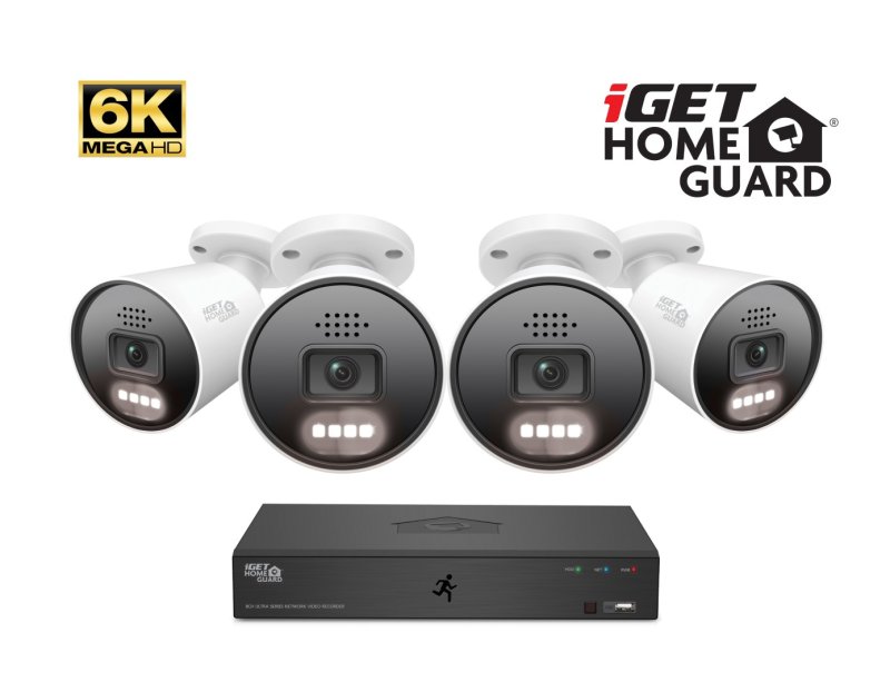 iGET HGNVK88604 - Kamerový MegaHD 6K PoE SMART set, 8CH NVR + 4xIP 6K kamera, zvuk, AI detekce - obrázek produktu