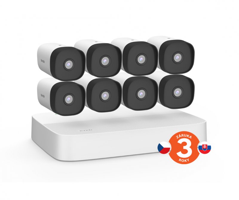 Tenda K8P-4TR - PoE kamerový set 4MPx, 8CH NVR + 8x IP kamera 4MPx IP67, zvuk, web. rozhraní, CZ app - obrázek produktu