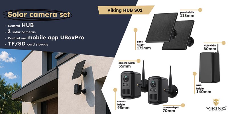 Set solárních kamer Viking HUB S02 / 8000 mAh /  mobilní aplikace /  outdoor - obrázek č. 11