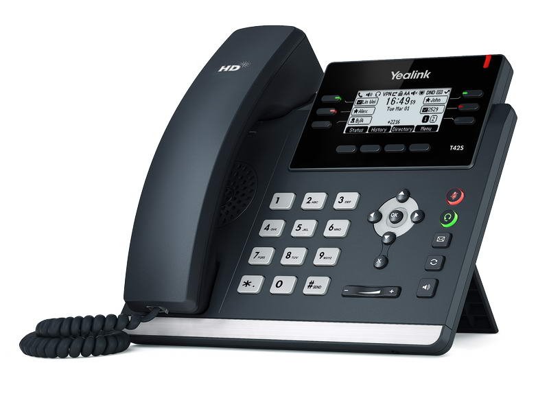 Yealink SIP-T42S SIP telefon, PoE, 2,7" 192x64 LCD, 15 prog.tl., GigE - obrázek č. 2