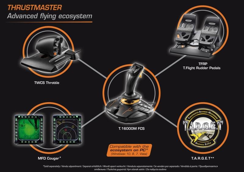 Thrustmaster Joystick T16000M FLIGHT PACK + plynový pedál + pedálová sada, pro PC - obrázek č. 5